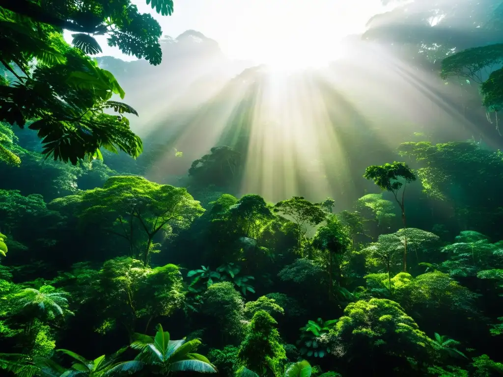 Imagen impresionante de la exuberante selva amazónica, con árboles altos, follaje vibrante y vida silvestre