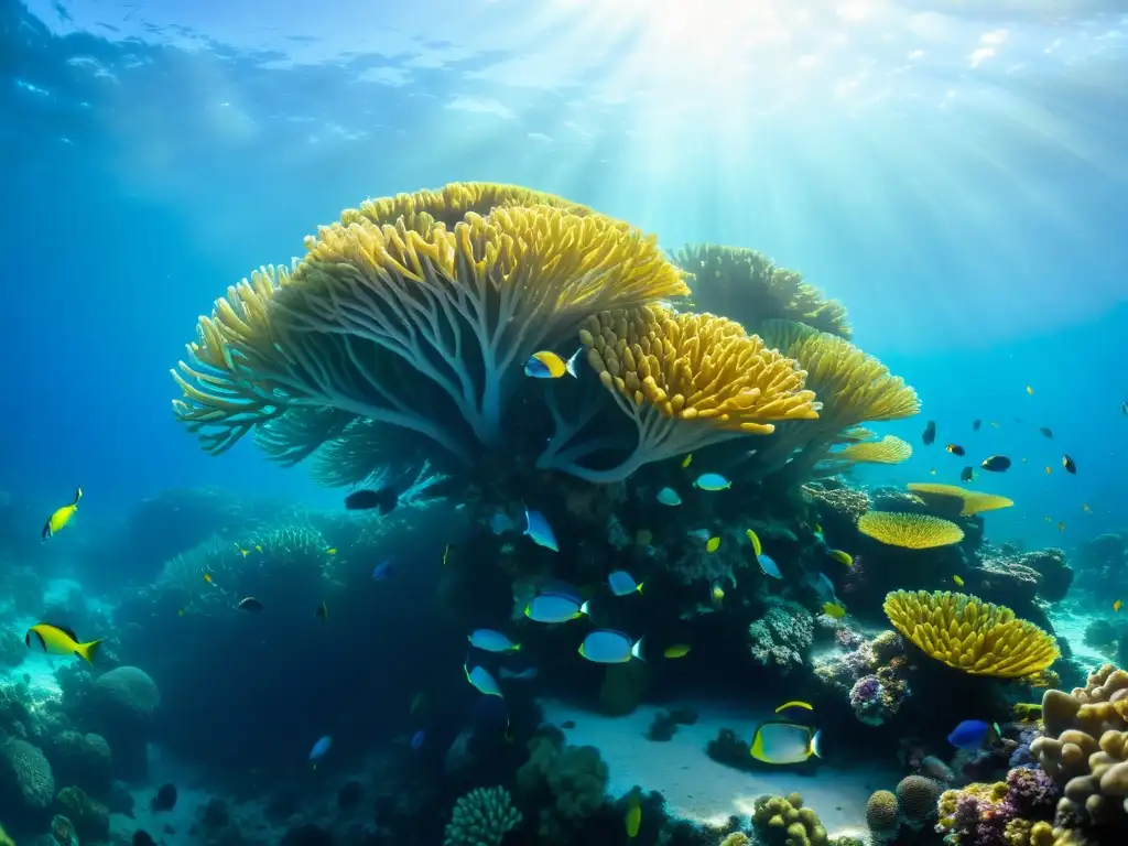 Imagen impresionante de un vibrante arrecife de coral, con peces coloridos y agua cristalina