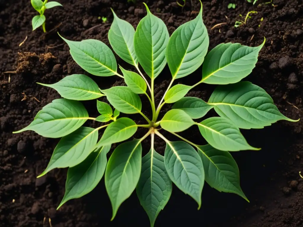 Imagen de planta exuberante en suelo limpio, irradiando vitalidad