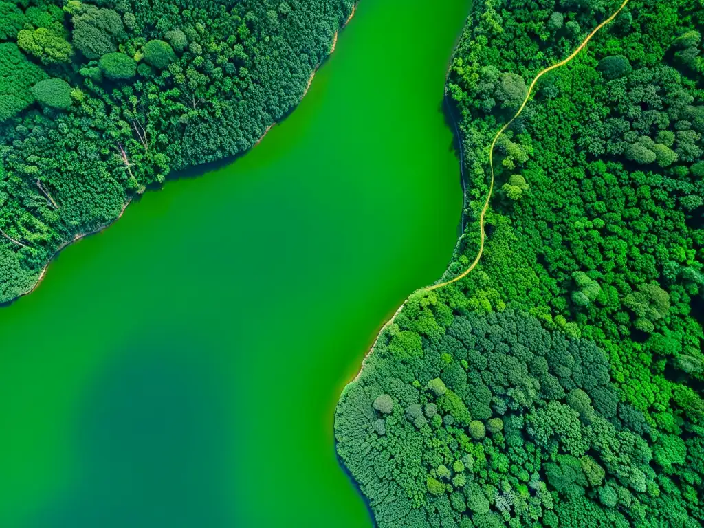 Imagen satelital de exuberante selva tropical, resaltando biodiversidad y belleza natural