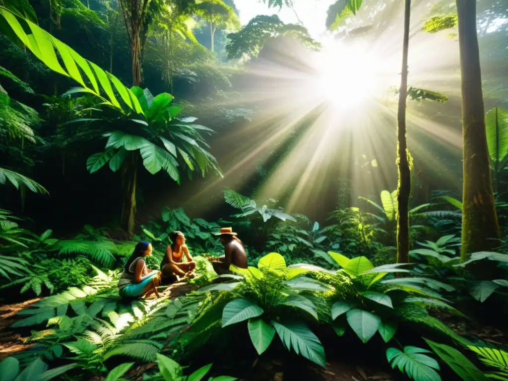 Imagen de la selva con plantas medicinales tribus selváticas, resaltando su conexión ancestral con la naturaleza