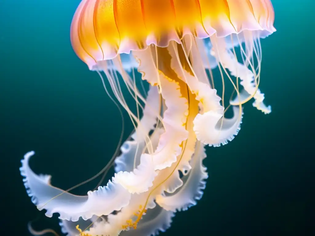 Imagen ultrarresplandeciente de una medusa bioluminiscente en las profundidades del océano