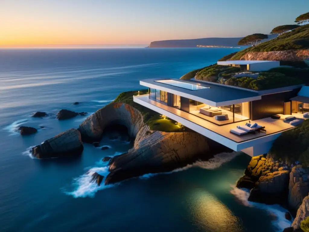 Una impactante casa costera moderna con tecnología de autosuficiencia energética integrada, en armonía con la naturaleza y el mar