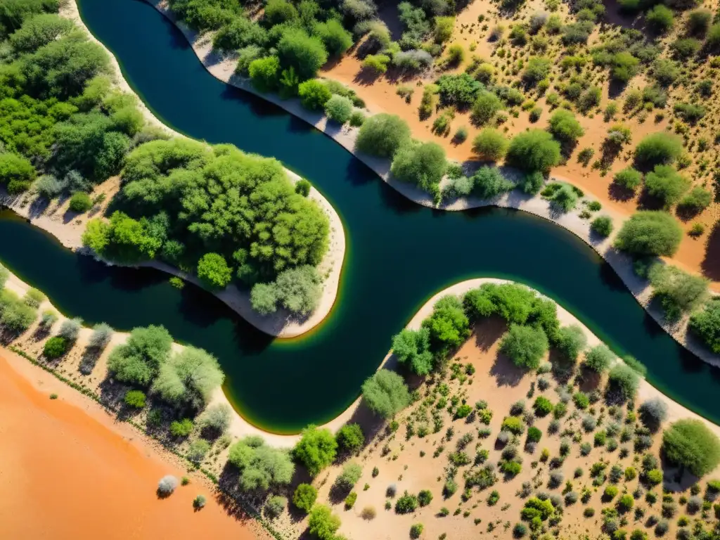 Transformación impactante de paisaje árido a oasis biodiverso gracias a la restauración ecológica en zonas áridas