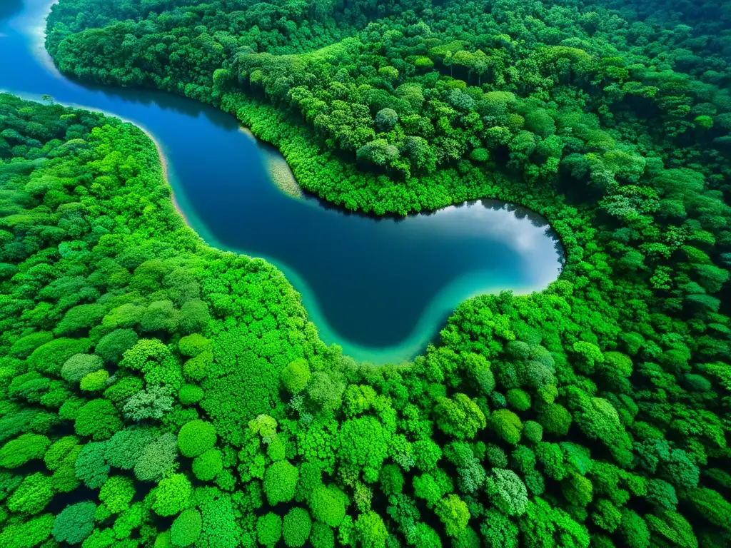 Impactante vista aérea de un exuberante bosque tropical bajo un cielo azul