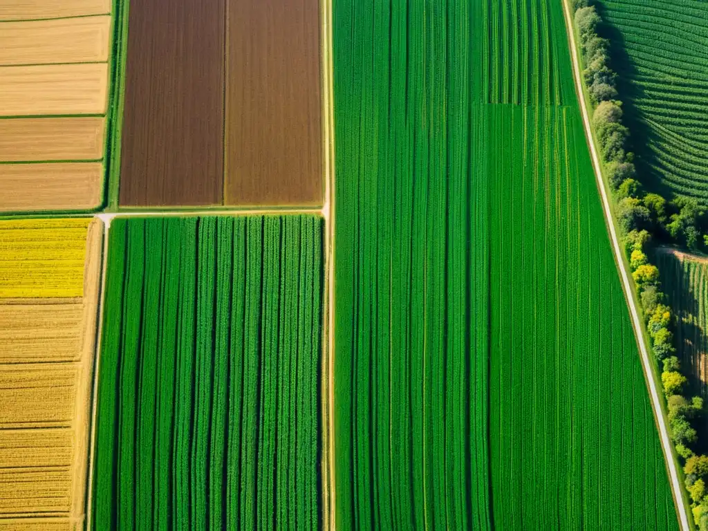 Comparación impacto agricultura ecológica vs convencional en campos agrícolas desde el aire