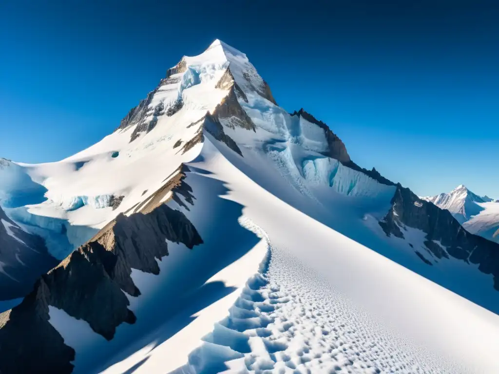 Glaciar imponente en alta montaña, reflejo del impacto del cambio climático en los ecosistemas, conservación natural