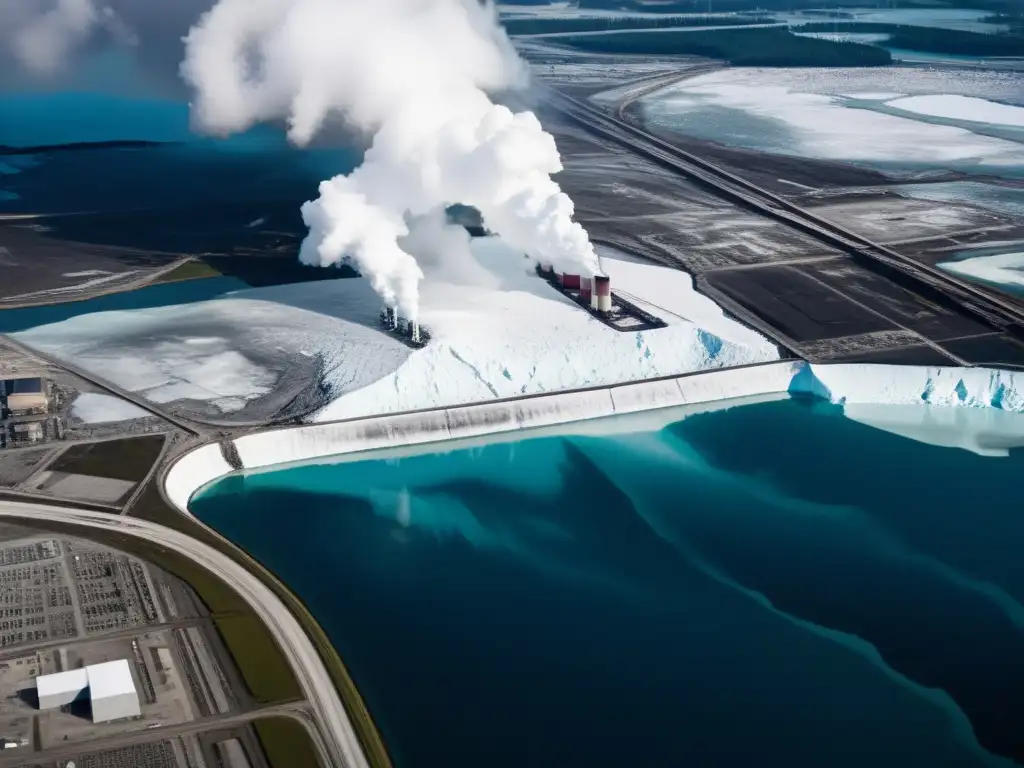 Imponente glaciar derritiéndose rodeado de industria, llamado a reducir huella cambio climático