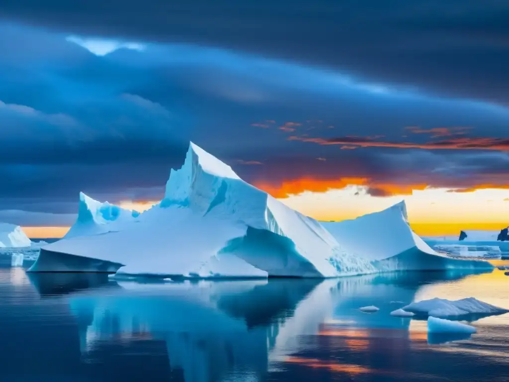 Imponente iceberg en aguas polares con la magia de los paisajes polares al atardecer