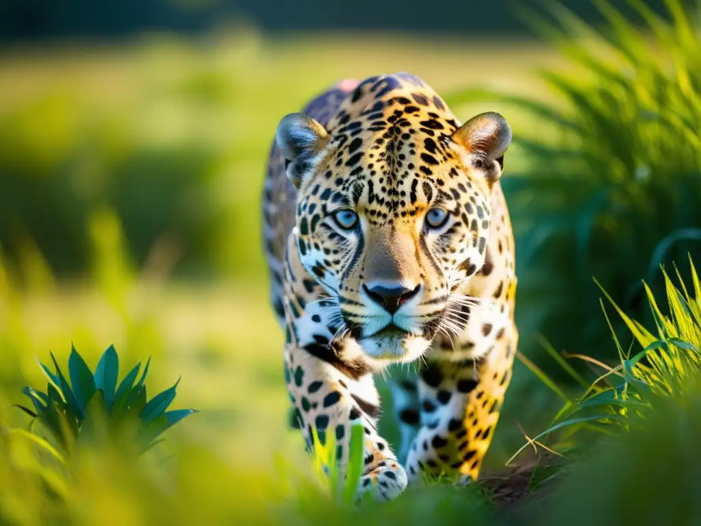 Imponente jaguar en la sabana de América del Sur, exuda poder y gracia, capturando la esencia de la ecología de las sabanas de América del Sur