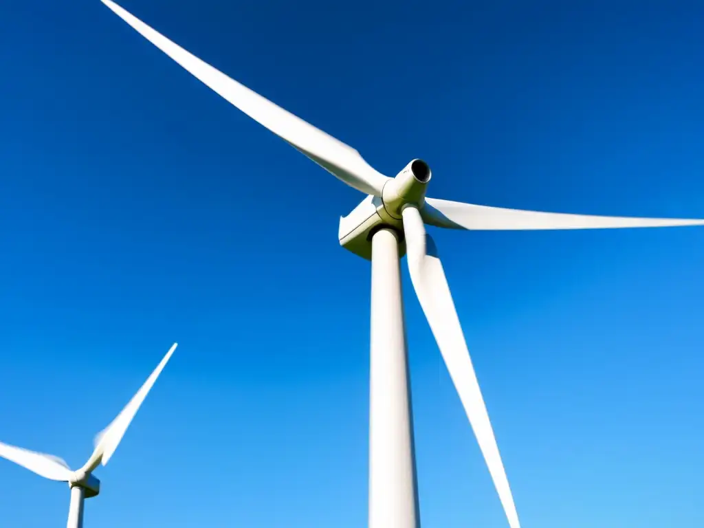 Imponente molino de viento en movimiento, símbolo de la importancia de los bonos verdes en la energía limpia