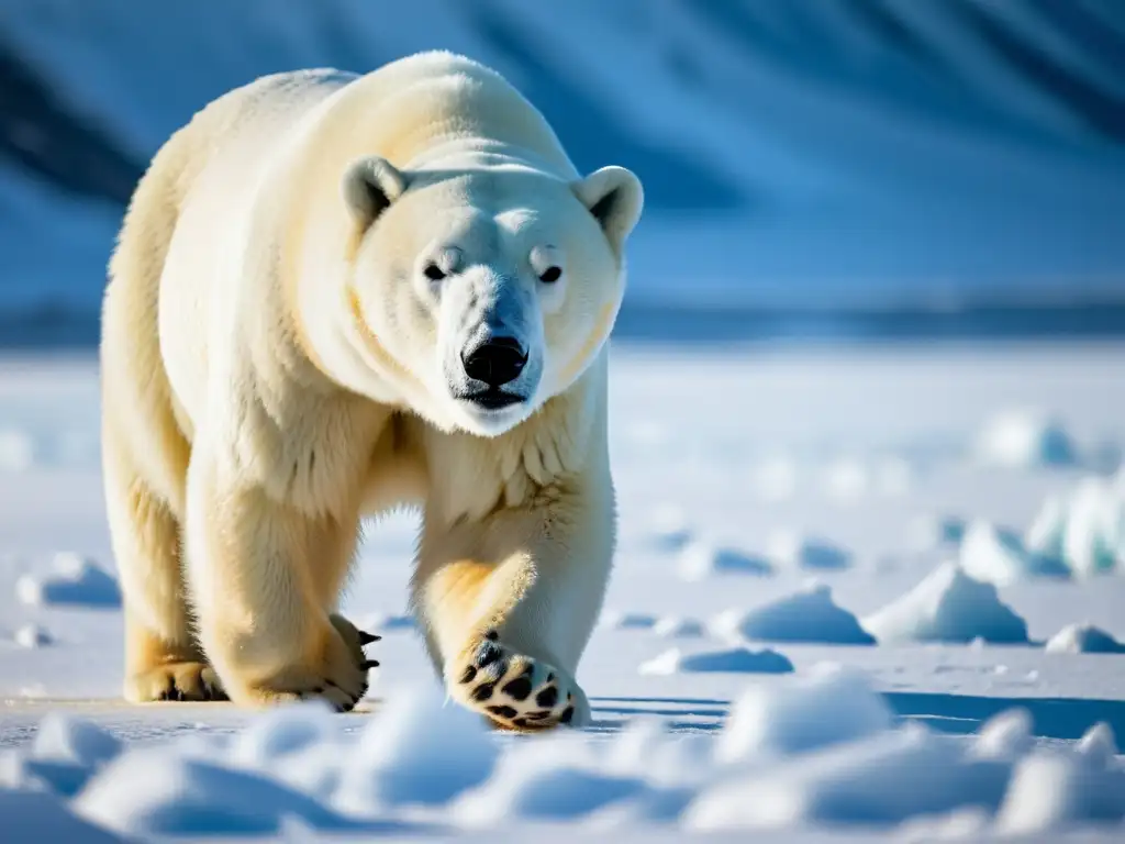 Imponente oso polar acecha foca en paisaje ártico