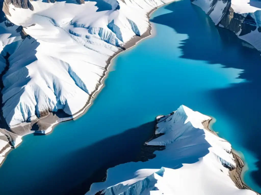 Imponente paisaje glacial con lagos azules, hielo y grietas