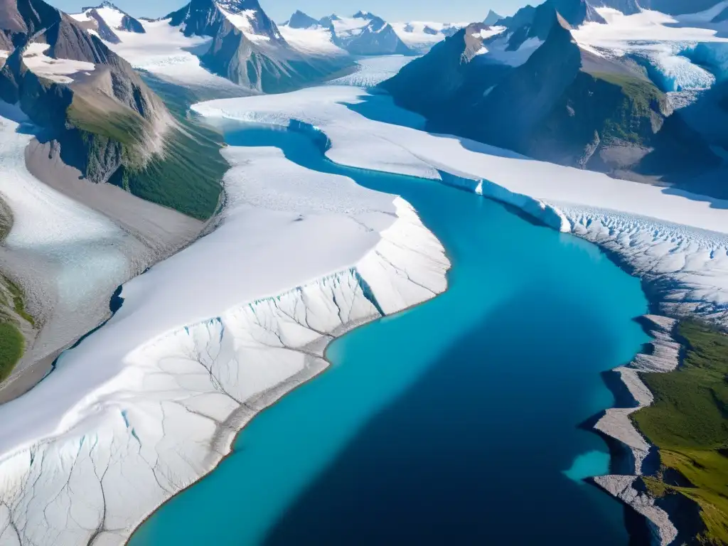 Imponente paisaje glacial, consecuencias derretimiento glaciares ecosistemas montaña