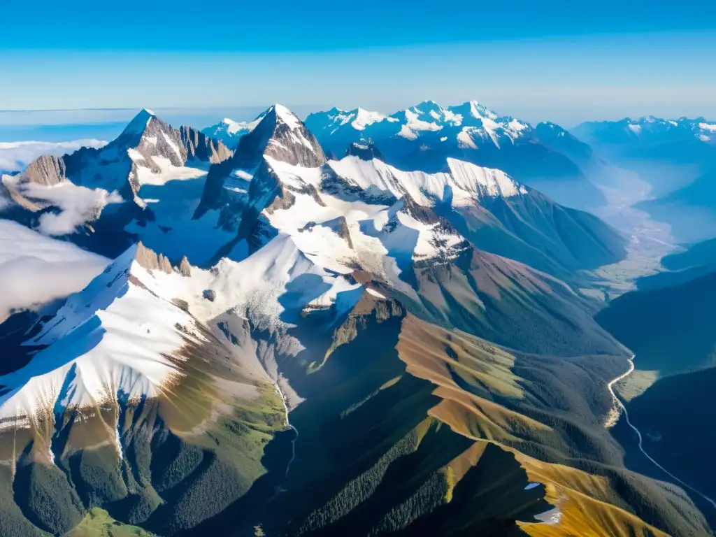 Imponente paisaje montañoso con impacto humano en ecosistemas montañosos