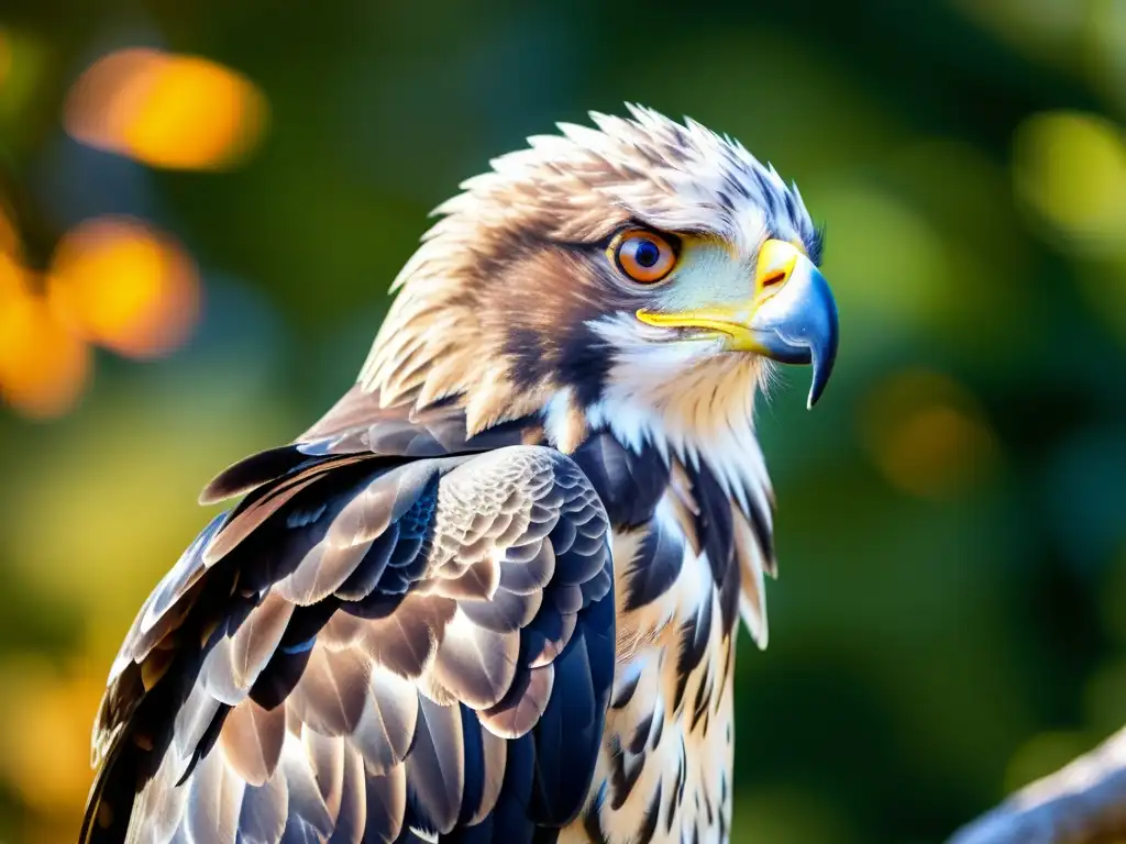 Imponente águila imperial ibérica en rama, con plumaje detallado y mirada fija en el horizonte