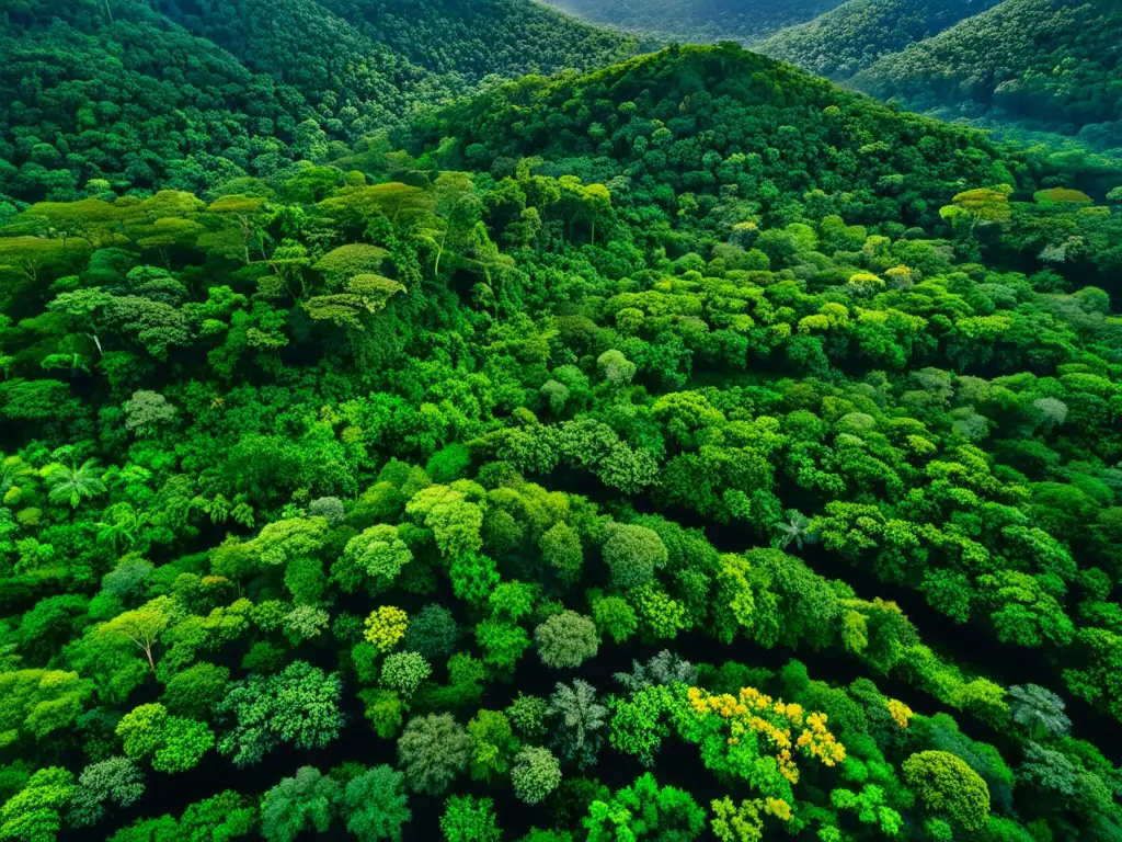 Imponente selva con diversidad de verde y río serpenteante reflejando importancia mujeres en preservación de selvas