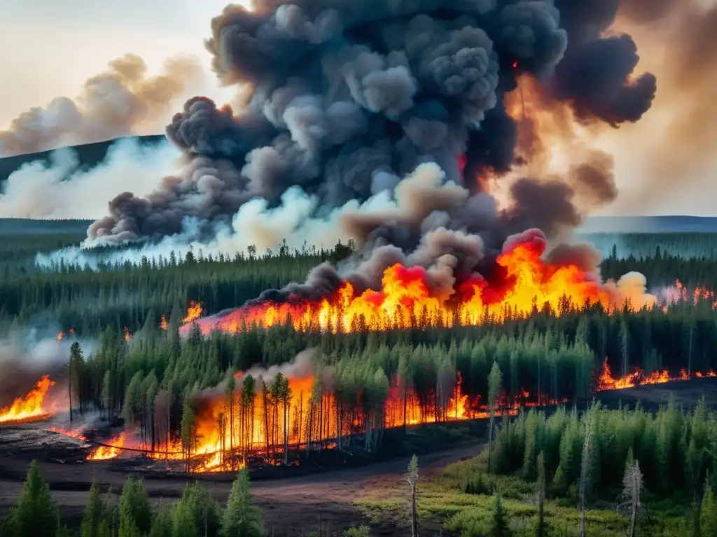 La impresionante belleza y devastación de un incendio forestal en la taiga, destacando la importancia de los incendios forestales taiga