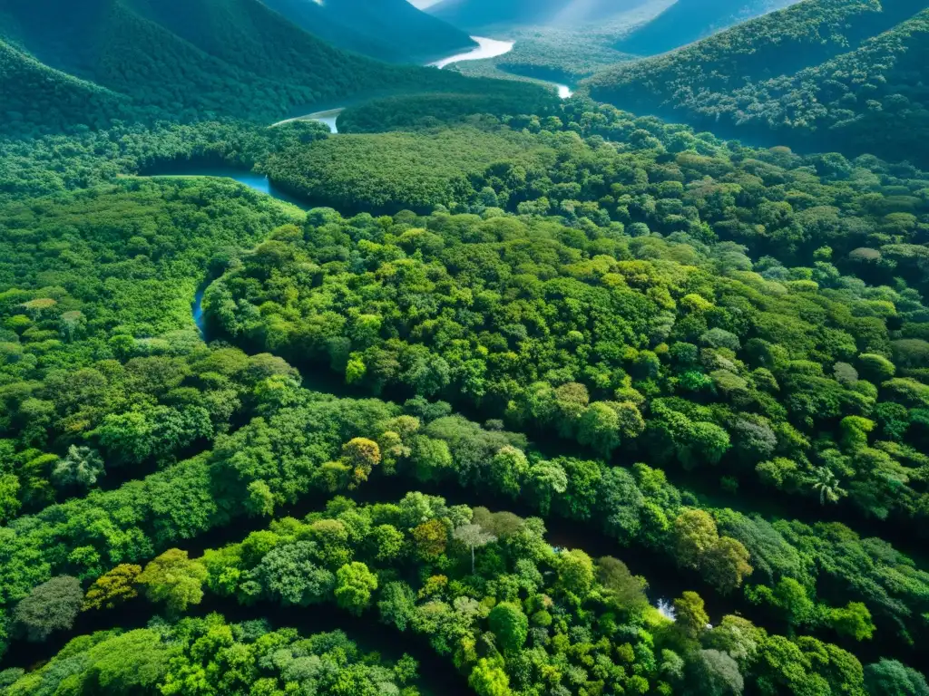 La impresionante belleza de un exuberante dosel de selva tropical bajo un cielo azul claro