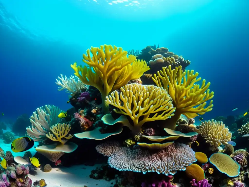 Una impresionante imagen de un arrecife de coral, rebosante de vida y color