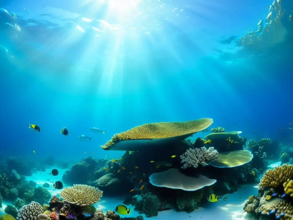 Maravillosa vida marina en arrecife de coral Una impresionante imagen del océano con arrecifes de coral vibrantes y vida marina