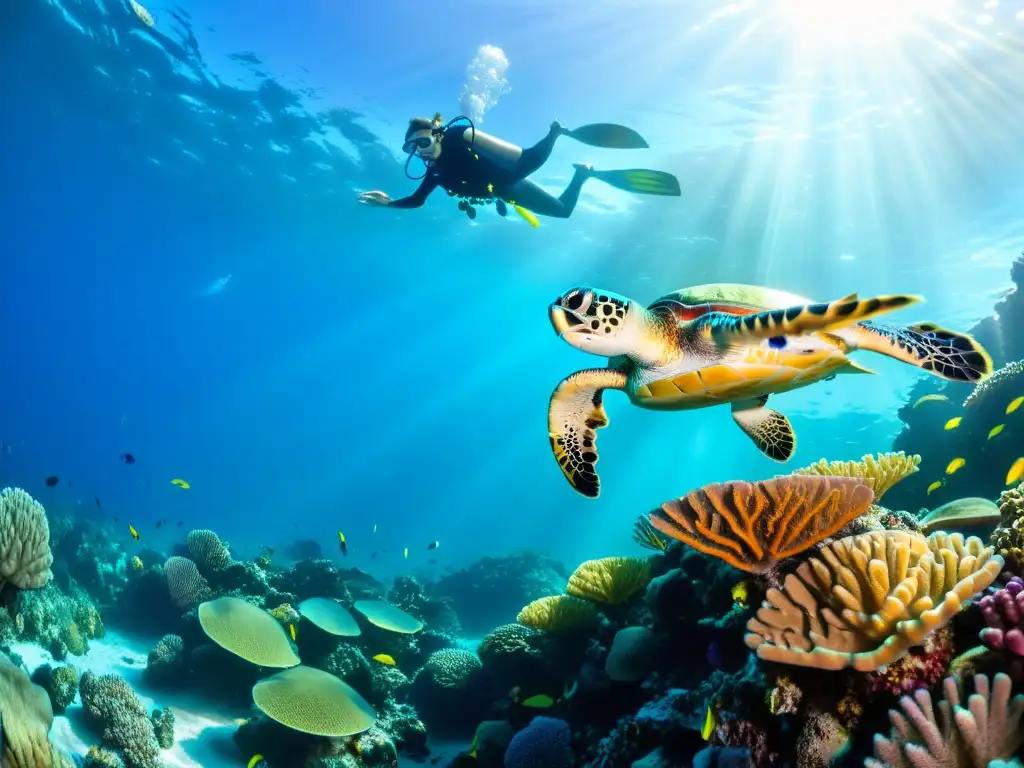 Una impresionante imagen de un vibrante arrecife de coral con diversa vida marina