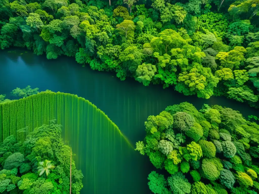 Un impresionante paisaje de la exuberante selva tropical, con una variada vida silvestre y follaje verde vibrante