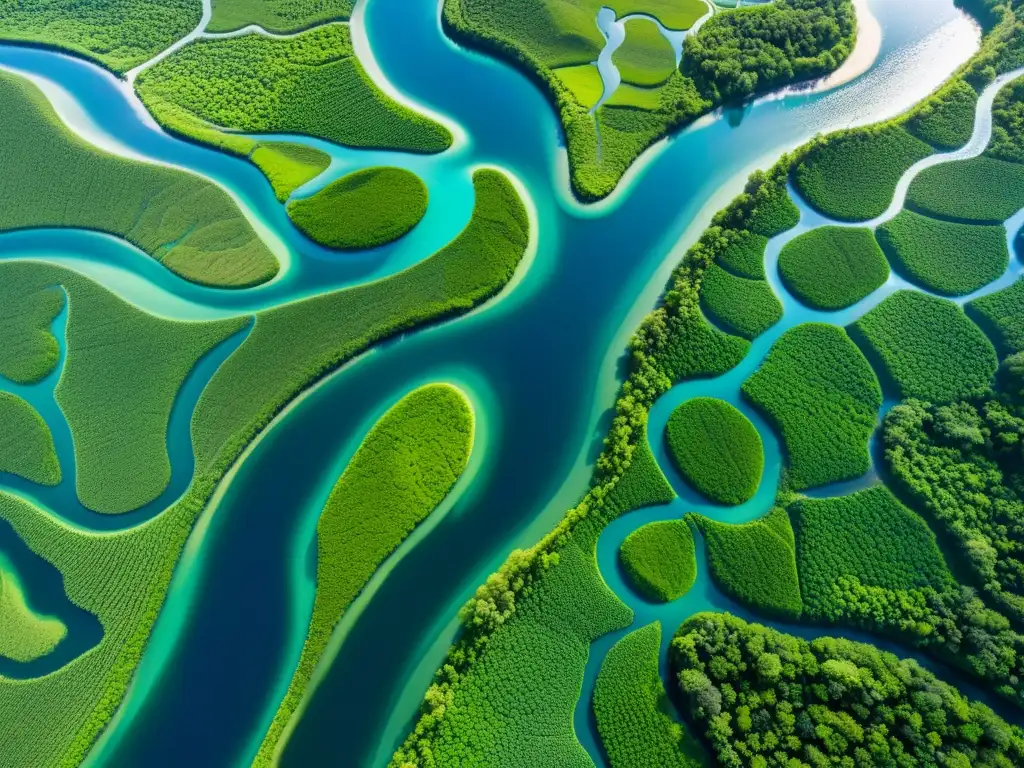 Un impresionante paisaje fluvial con el impacto de ríos y lagos en geografía, mostrando la belleza natural y vitalidad del entorno