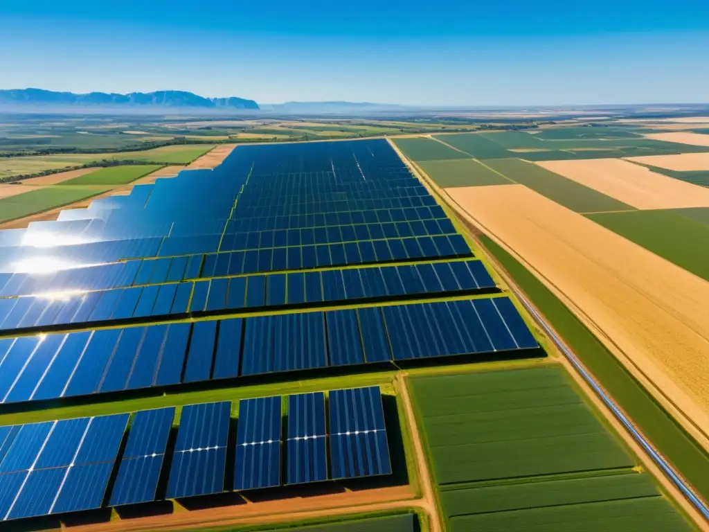 Un impresionante paisaje solar con paneles relucientes