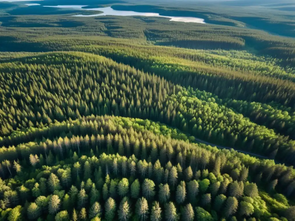 Un impresionante paisaje de la vasta taiga, con su exuberante dosel verde que se extiende hasta el horizonte