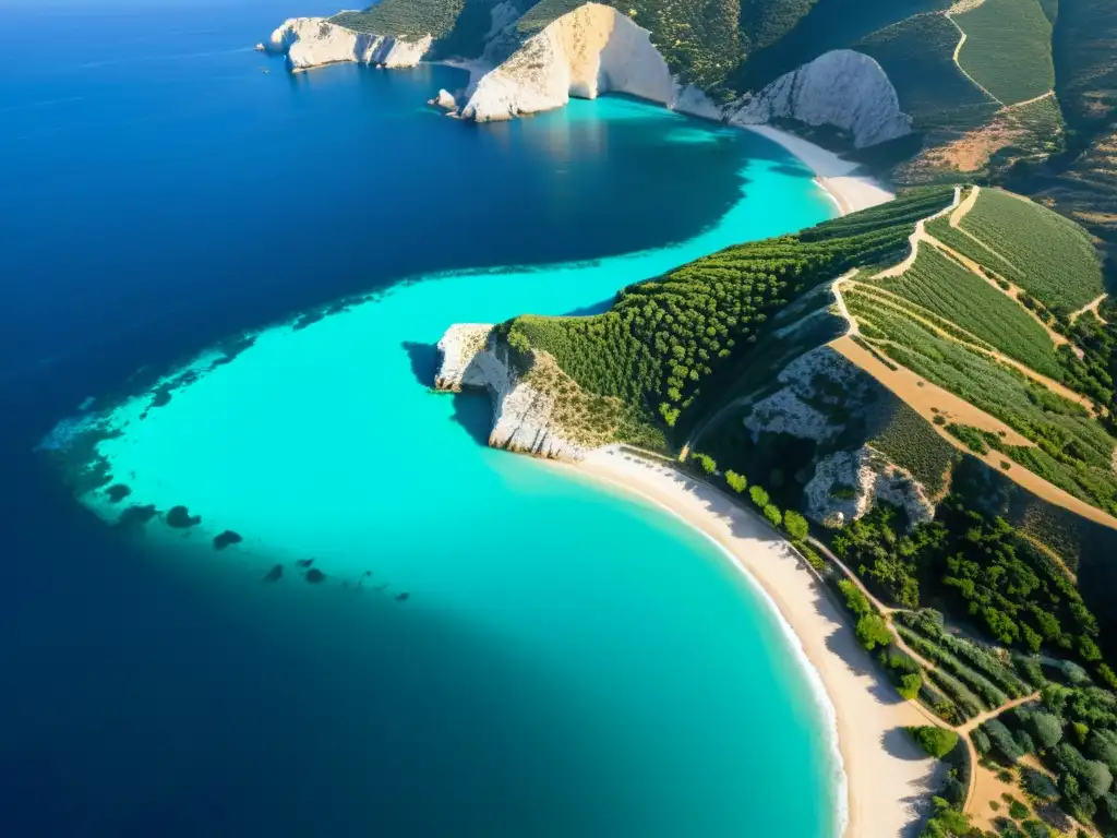 Una impresionante vista aérea de la diversa y vasta costa mediterránea, amenazas contemporáneas ecosistemas mediterráneos