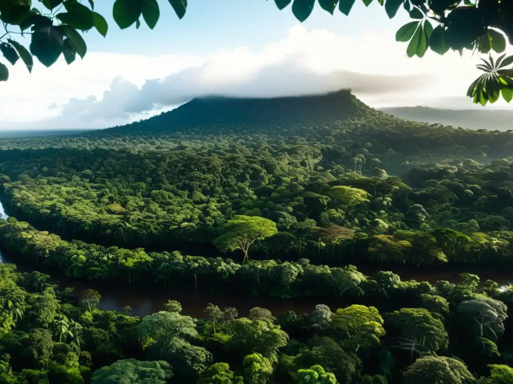 Una impresionante vista panorámica de la exuberante Amazonía, resaltando la belleza y biodiversidad de este ecosistema crucial