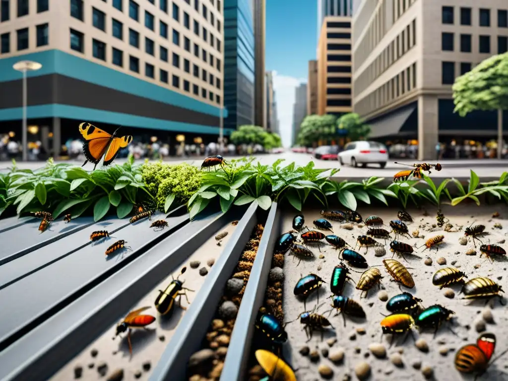 Insectos en ecosistemas urbanos: Detalles asombrosos de la vida de los insectos entre concreto y acero en la bulliciosa esquina de la ciudad