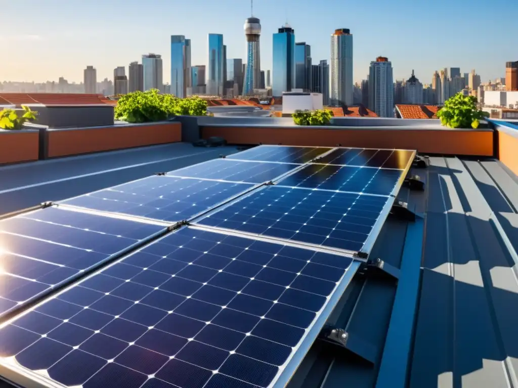 Instalación de paneles solares en un edificio de apartamentos, captando la innovadora integración de energía renovable en espacios urbanos