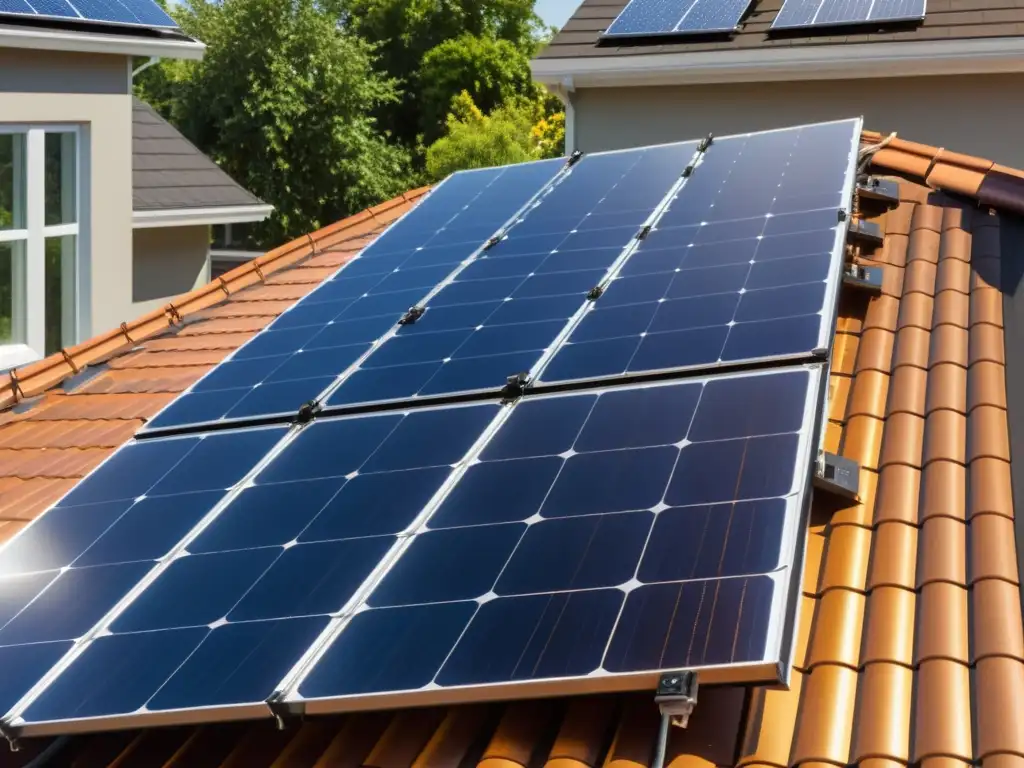 Instalación de paneles solares en tejado residencial, integrados a la arquitectura, con celdas solares individuales