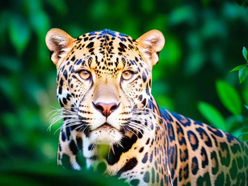 Un jaguar negro se desliza silenciosamente por la selva en la noche, iluminado por la luz de la luna