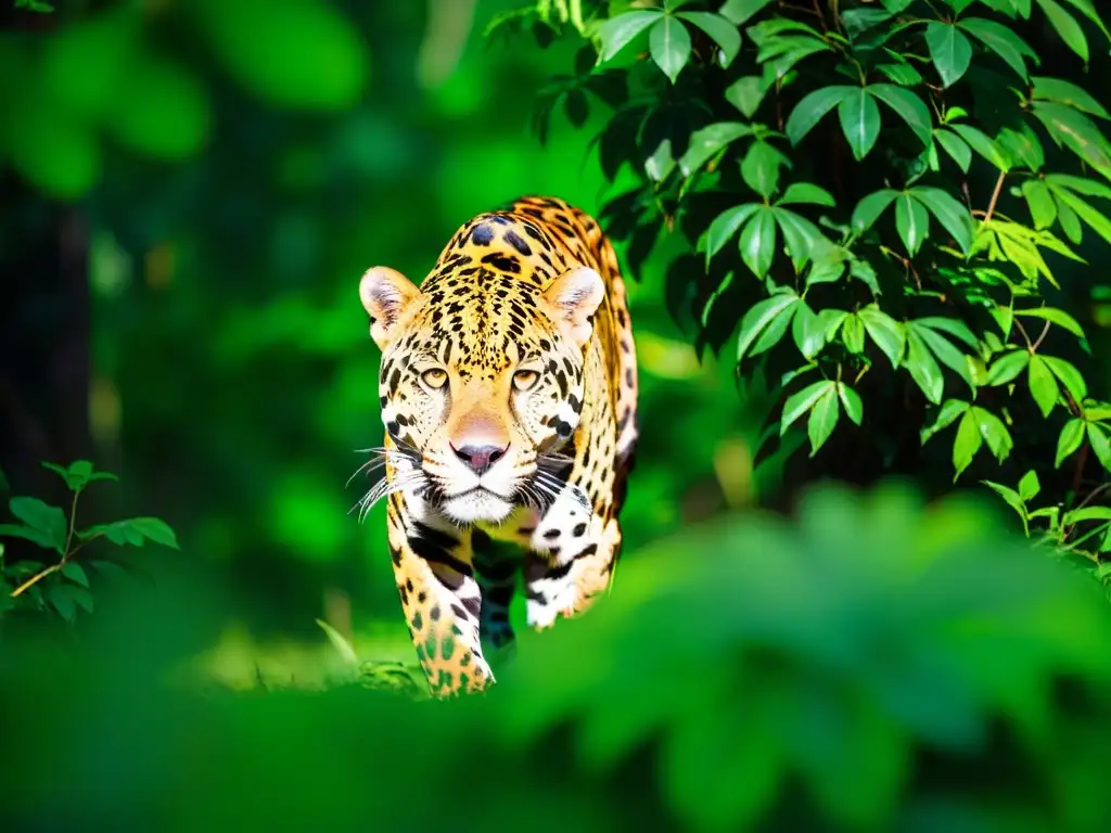 Un jaguar sigiloso acecha entre la exuberante selva amazónica