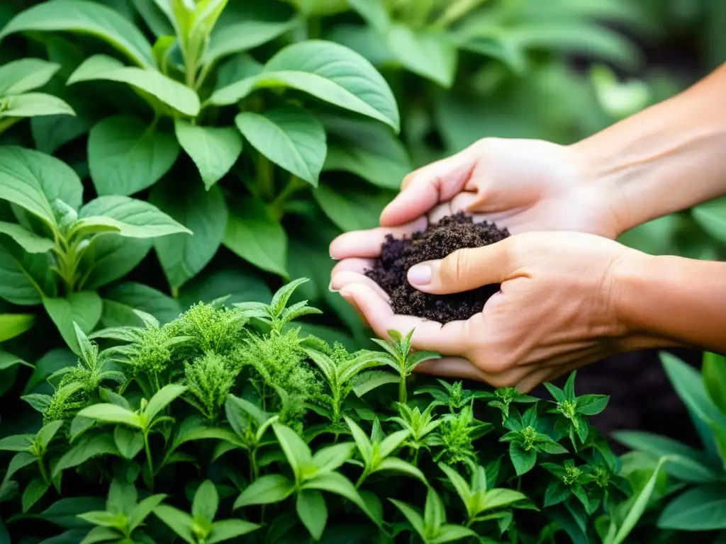 Un jardinero experimentado cuida con cariño plantas medicinales en jardines ecológicos, resaltando su belleza y significado