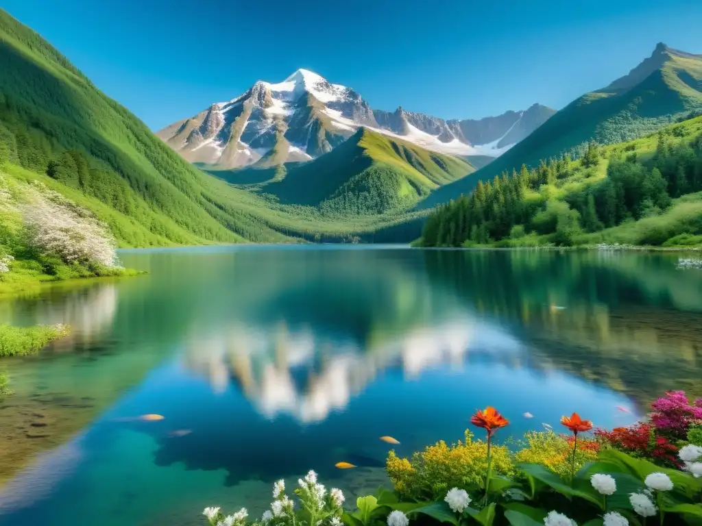 Un lago sereno rodeado de naturaleza exuberante