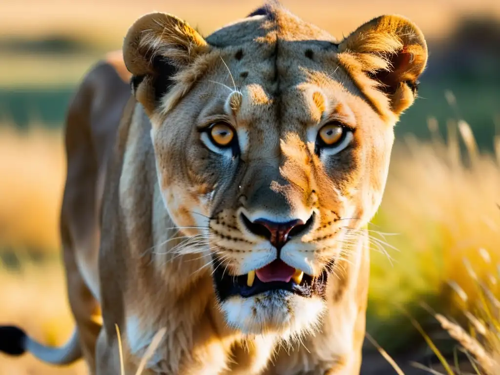 Una leona majestuosa lista para cazar en la sabana africana