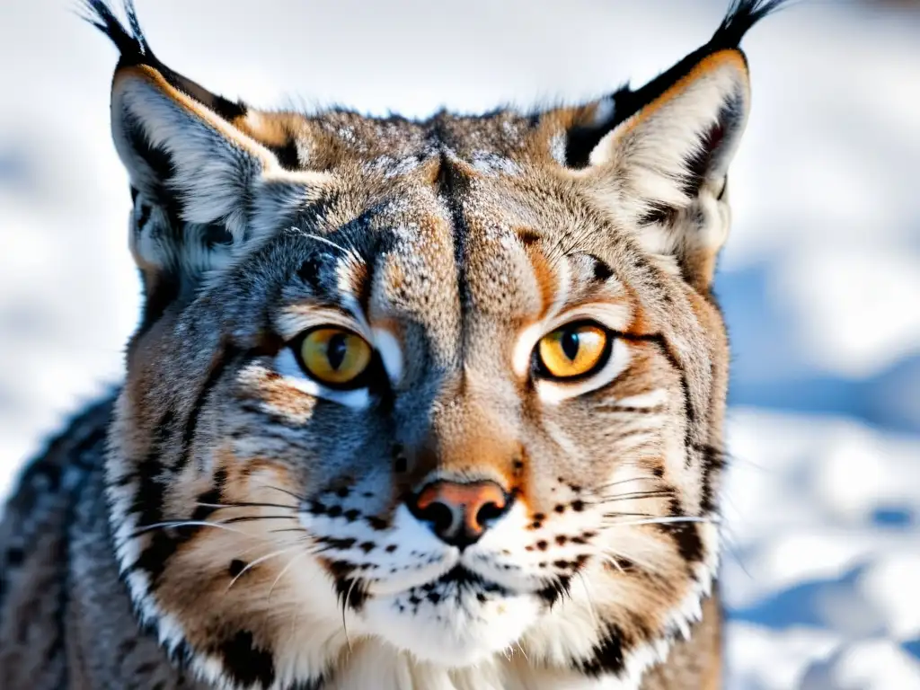 Un lince boreal se camufla perfectamente en el hábitat nevado, mostrando su majestuosa belleza y destreza depredadora en la nieve