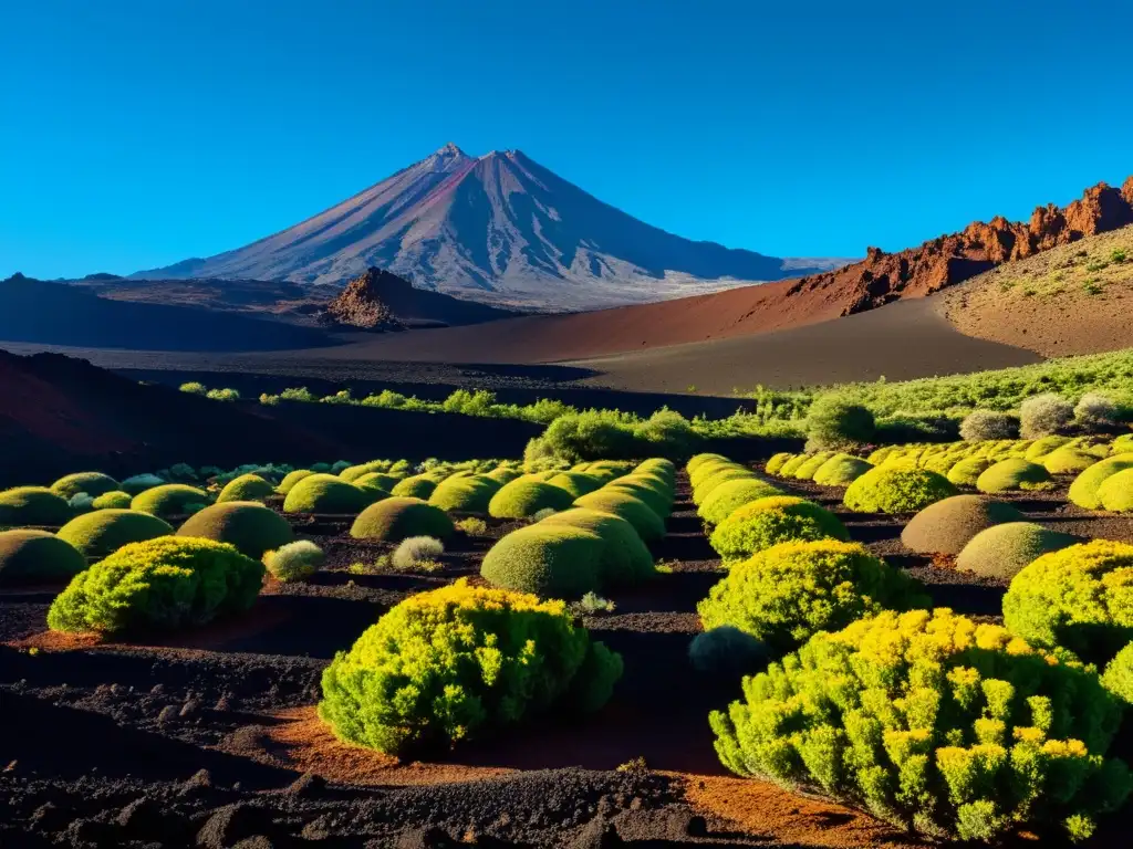 La majestuosa geología de Tenerife y el pico del Teide destacan contra el cielo azul, mostrando la vida y la geología en las Islas Canarias