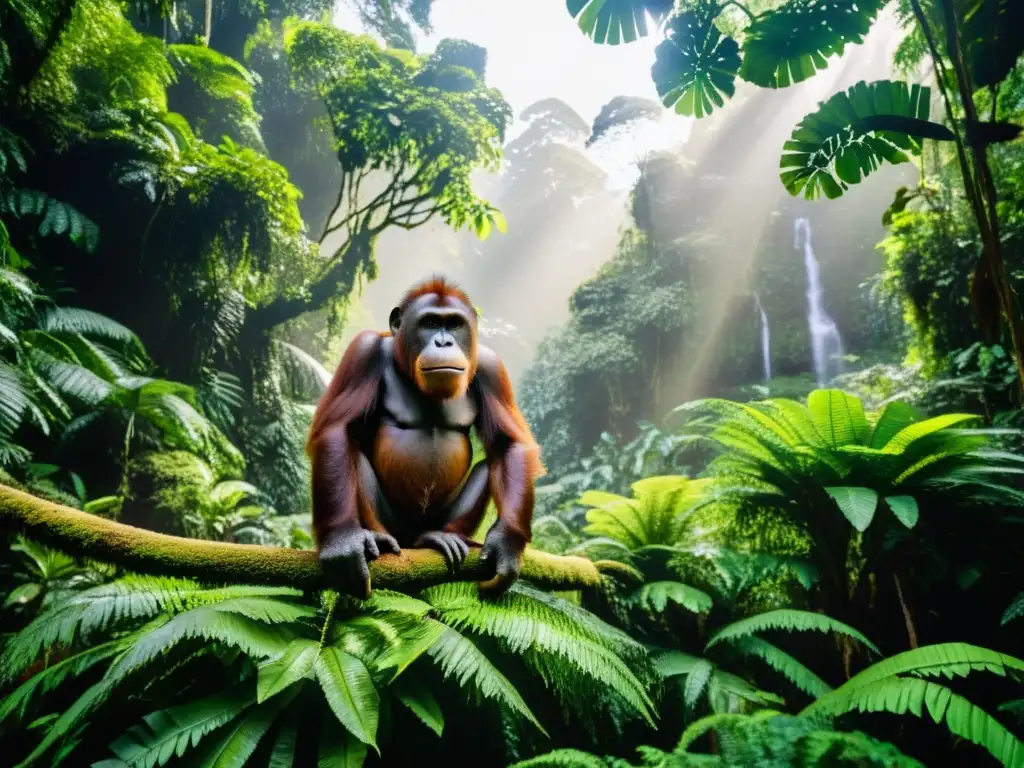 Majestuosa jungla de Borneo y Sumatra: exuberante vegetación, orangután contemplativo, belleza natural salvaje