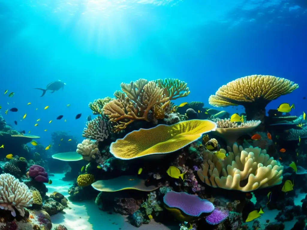 Un majestuoso arrecife de coral, hogar de una diversa vida marina