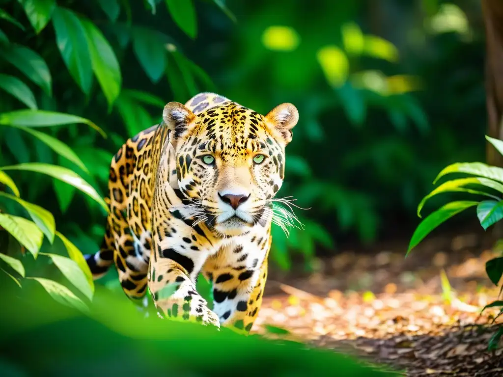 Un majestuoso jaguar macho se desliza entre la densa vegetación del Amazonas