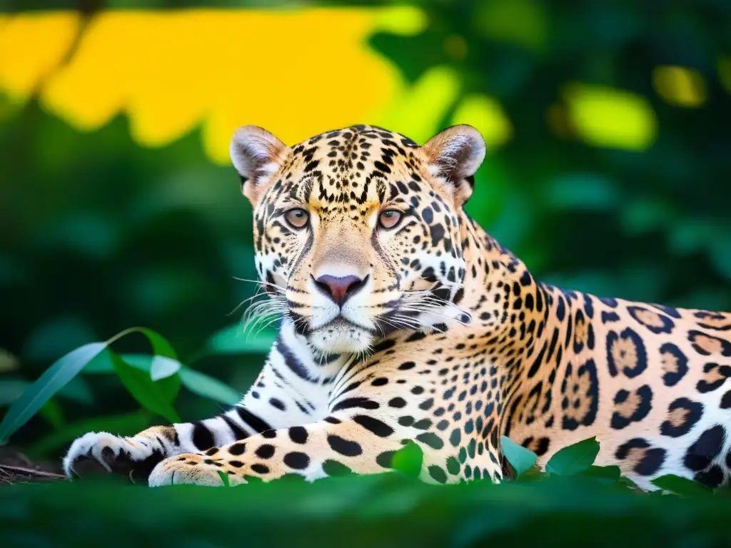 Un majestuoso jaguar descansa en la sombra del exuberante Pantanal, exudando gracia salvaje