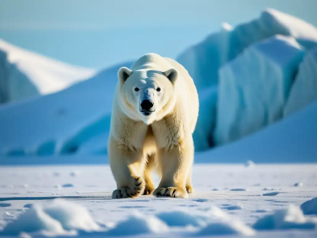 Majestuoso oso polar en paisaje helado del Ártico, con detalle asombroso