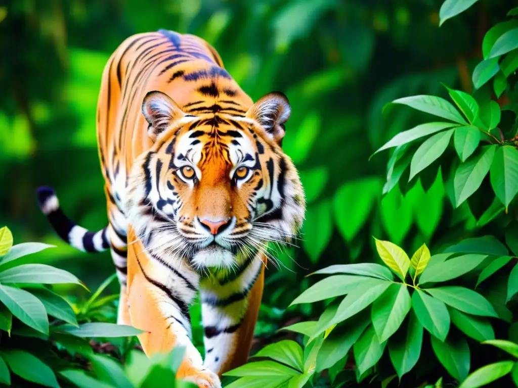 Un majestuoso tigre de Bengala en su hábitat natural, resaltando la conservación de grandes felinos en ecosistemas