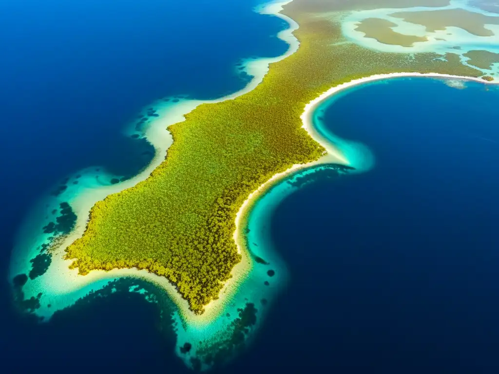 Mar de Sargazo: un ecosistema flotante dorado y azul, con vida dinámica entre el alga y el océano