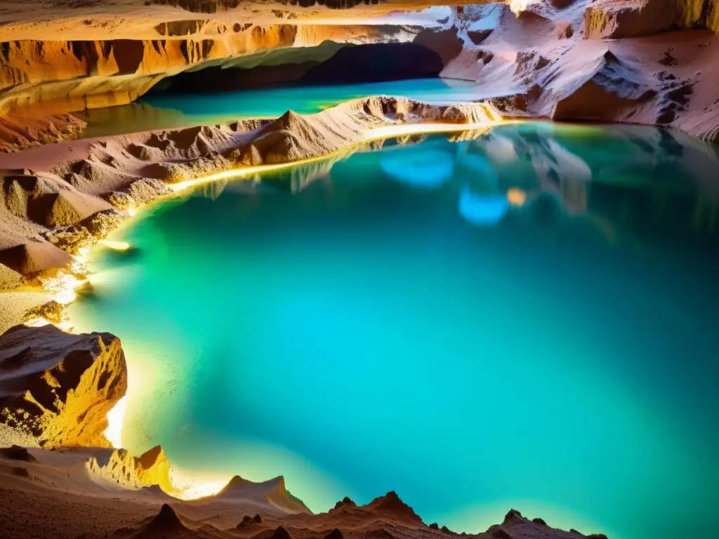 Maravillosa imagen de una extensa red de cuevas subterráneas, iluminada por suave luz natural